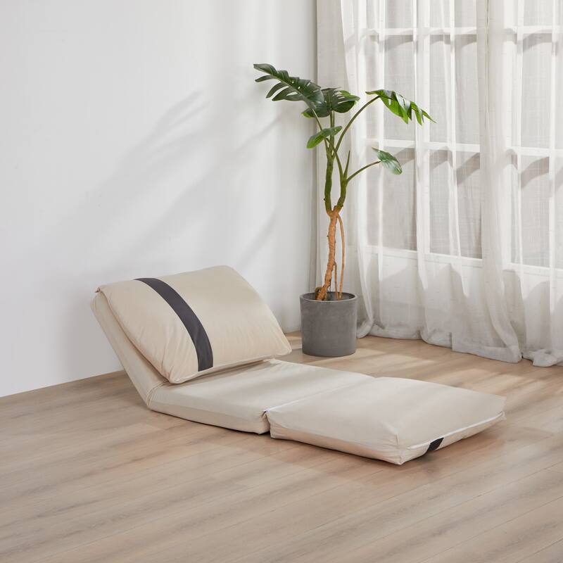 Floor Sofa Bed with 6-Position Adjustable, Sleeper Sofa with 5-Second Foldable, Upholstered Bean Bag Base & Pillow