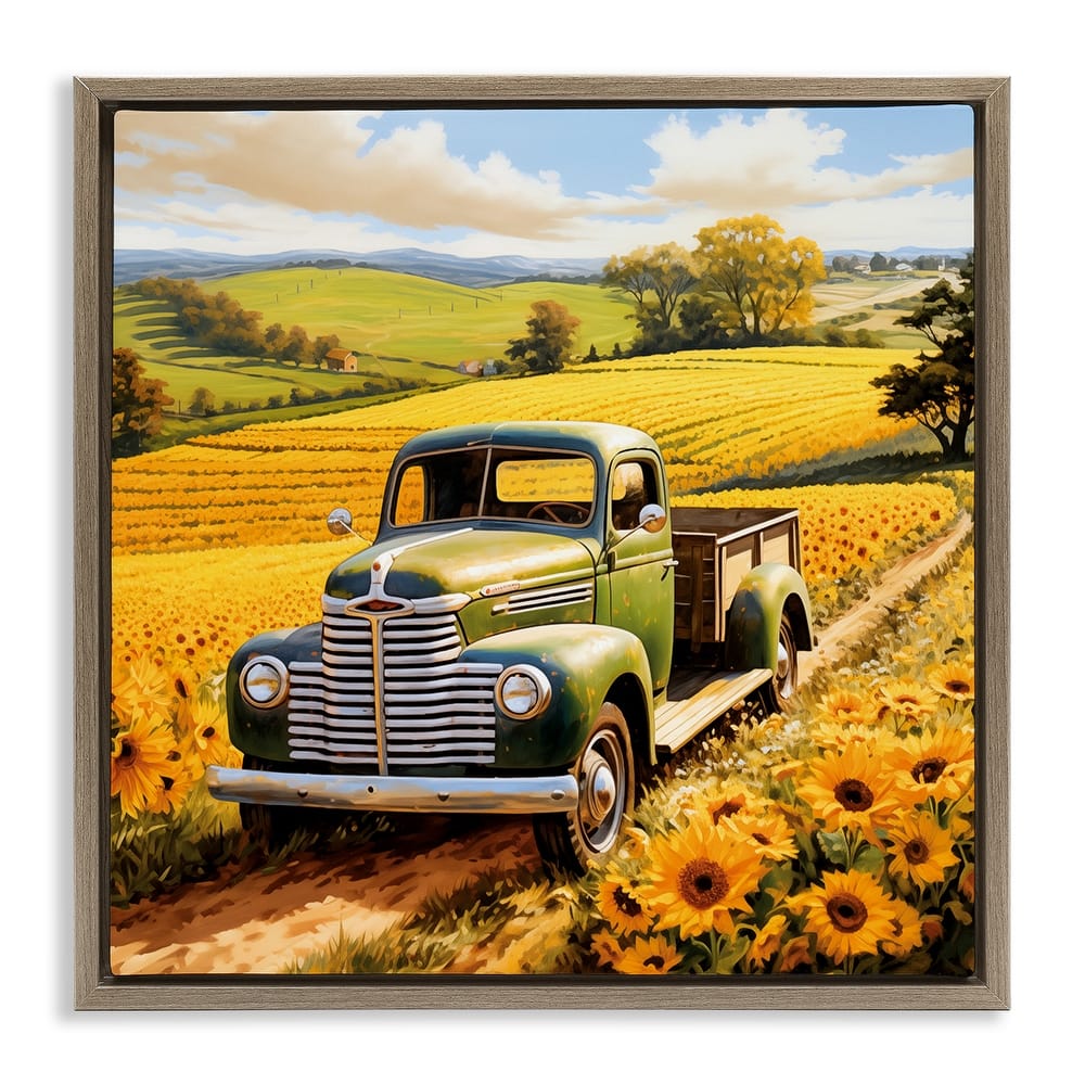Stupell Truck Through Sunflower Field Framed Floater Canvas Wall Art Design By Heidi Kuntz
