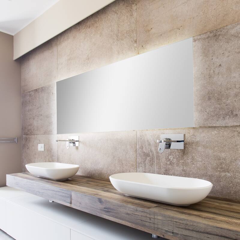 Soraya Rectangular Frameless Anti-Fog Aluminum Back-lit Tri-color LED Bathroom Vanity Mirror with Smart Touch Control