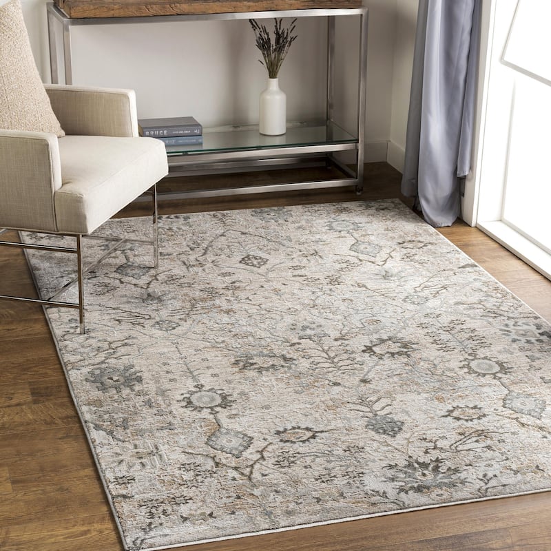 Brain Transitional Floral Area Rug - 6' 7" x 9' 6" - Khaki