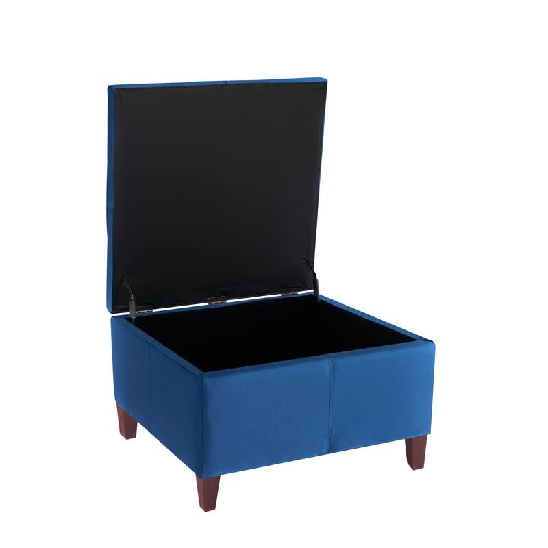 Porthos Home Janis Velvet Square Storage Ottoman with Rubberwood Legs