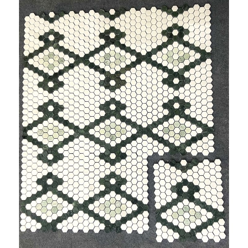 1" Hexagon Marble Pattern Mosaic Wall & Floor Tile - Case (10 Sheets)