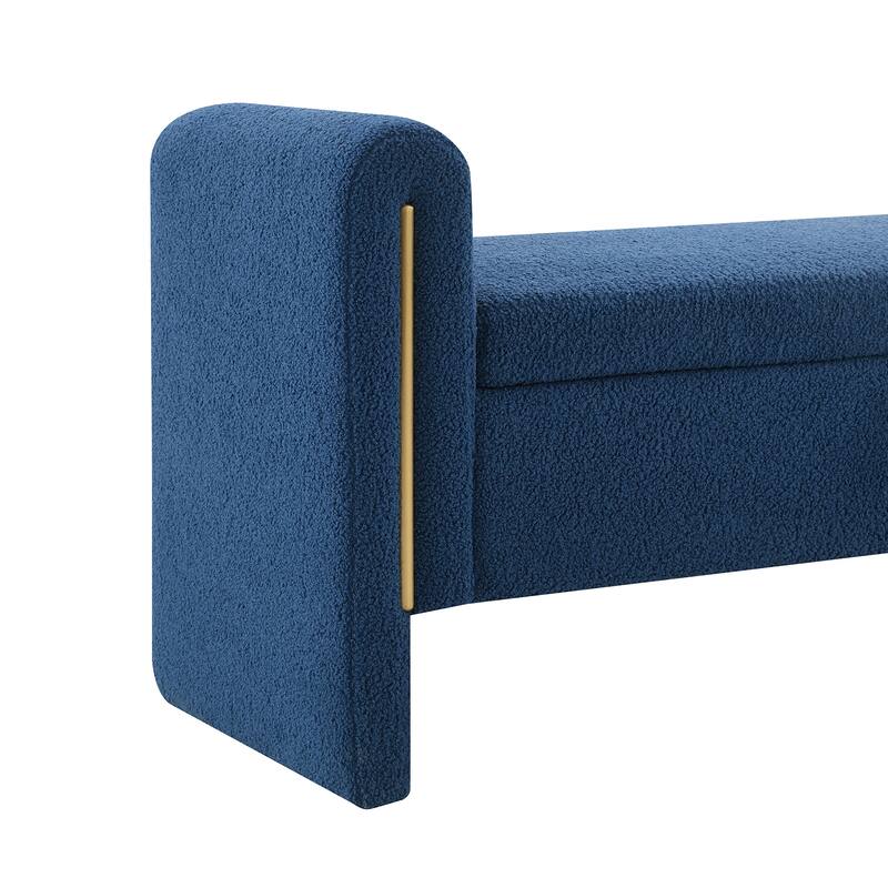 Modern Teddy Upholstered Bed End Bench with Storage and Arms