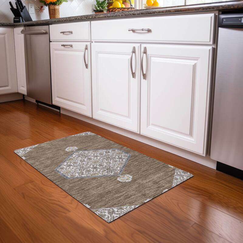 Machine Washable Indoor/ Outdoor Traditional Chantille Rug