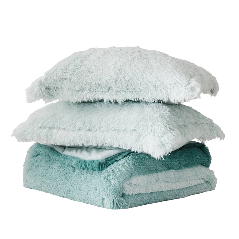 Intelligent Design Ella Ombre Shaggy Long Fur Comforter Mini Set