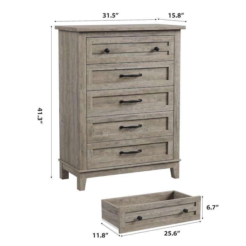 41.3" Tall Vertical Drawer Dresser, with Large Storage