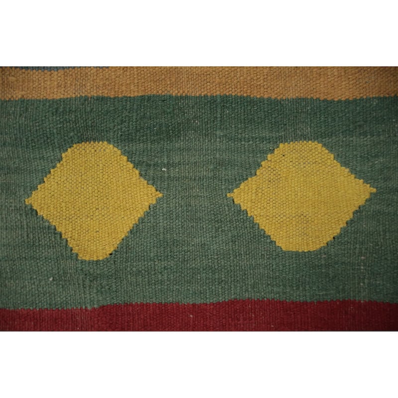 Hand Woven Oriental 100% Wool Carpet Southwestern Tribal Multi-Colored Kilim Area Rug - 11' 10'' X 8' 8''