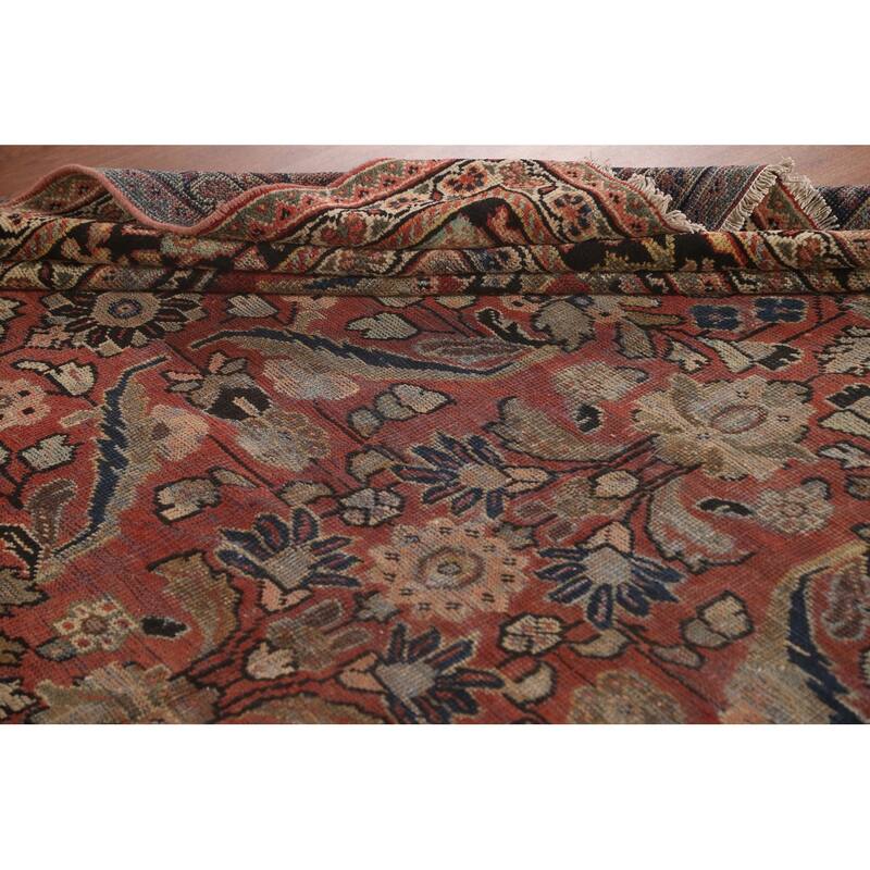 Pre-1900 Antique Floral Mahal Persian Area Rug Handmade Wool Carpet - 9'2"x 12'10"