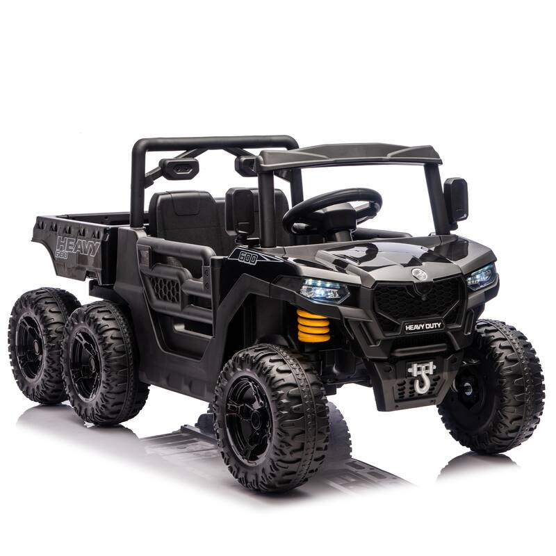 Black Kids Ride-On Truck with Remote Control, Children's Electric Dump Truck Electric Car with LED Lights