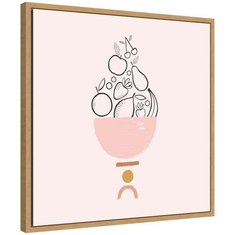 Kate and Laurel Sylvie Bowl of Fruitness Framed Canvas by Duchess Plum - 22x22