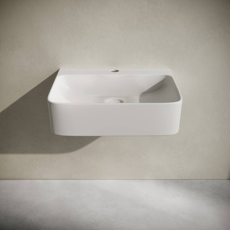 St. Tropez 17" Rectangle Wall-Mounted Sink In Glossy White - 17