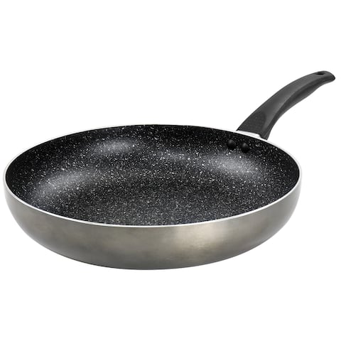 12 in. Nonstick Aluminum Frying Pan in Metallic Grey