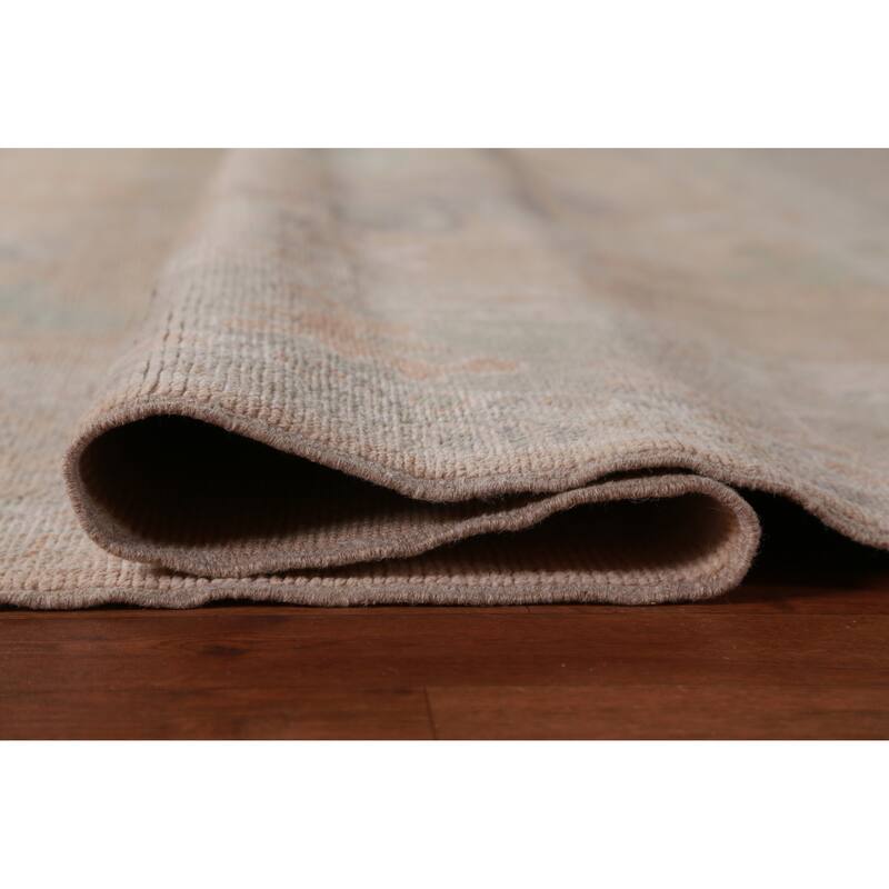Hand Knotted Oriental 100% Wool Carpet Transitional All-Over Peach Oushak Area Rug - 12' 0'' X 9' 1''