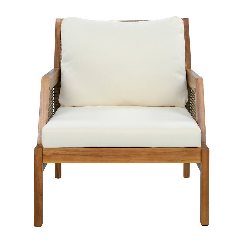 Christopher Knight Home - Ethel 4-Piece Outdoor Acacia Wood & Wicker Patio Conversation Set with Cushions