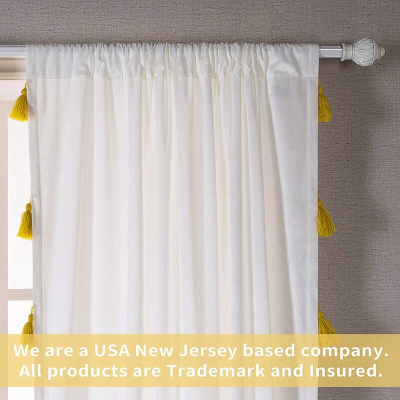 DriftAway Boho Velvet Handmade Tassel Curtain Room Darkening Thermal Insulated Window Curtains