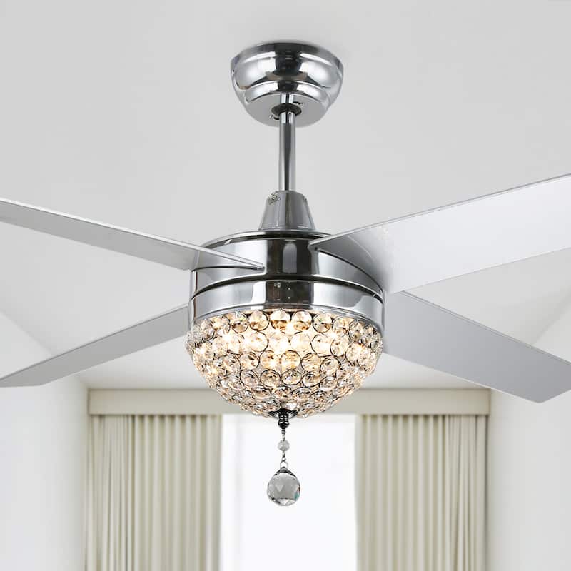 Belladepot 52" Modern Crystal Ceiling Fan with LED Light, Remote Control, Reversible