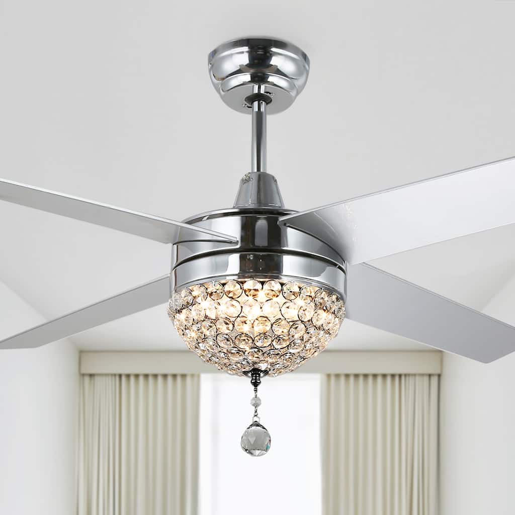 Belladepot 52" Modern Crystal Ceiling Fan with LED Light, Remote Control, Reversible