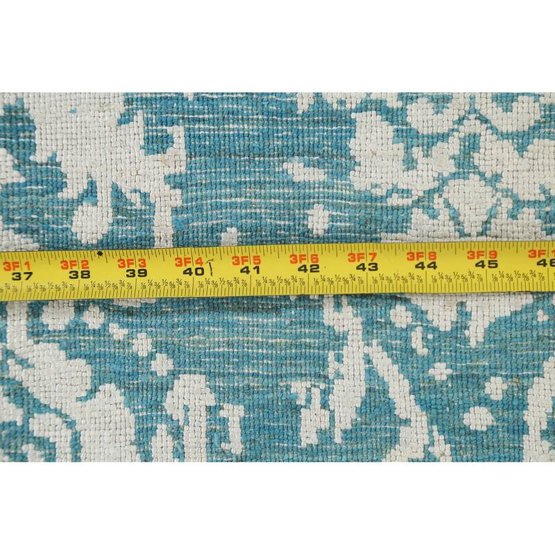 Wool/ Silk Vegetable Dye Distressed Versace Oriental Area Rug Handmade - 6'1" x 9'1"