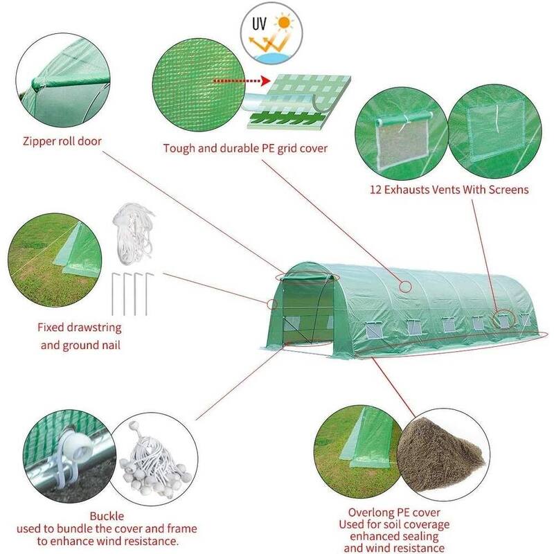 EROMMY Large Gardening Tent with Durable Greenhouse Plastic Sheeting, Ideal Choice for Farms and Agriculture