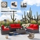 preview thumbnail 13 of 99, Outdoor Patio Furniture Set, All Weather PE Wicker Sectional Conversion Sofa set with Firepit(Optional)