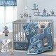 preview thumbnail 1 of 8, Bedtime Originals Robbie Robot Blue Nursery 5-Piece Baby Crib Bedding Set