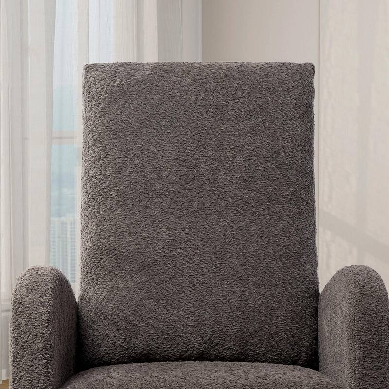 Nursery Rocking Chair, High Back Glider with Retractable Footrest, Side Pocket, Rubberwood Legs for Living Room, Bedroom