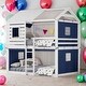 preview thumbnail 20 of 37, Modren Full over Full Size Wood House Bunk Bed With Tent And Spacious Under Bed Space,s Blue+White