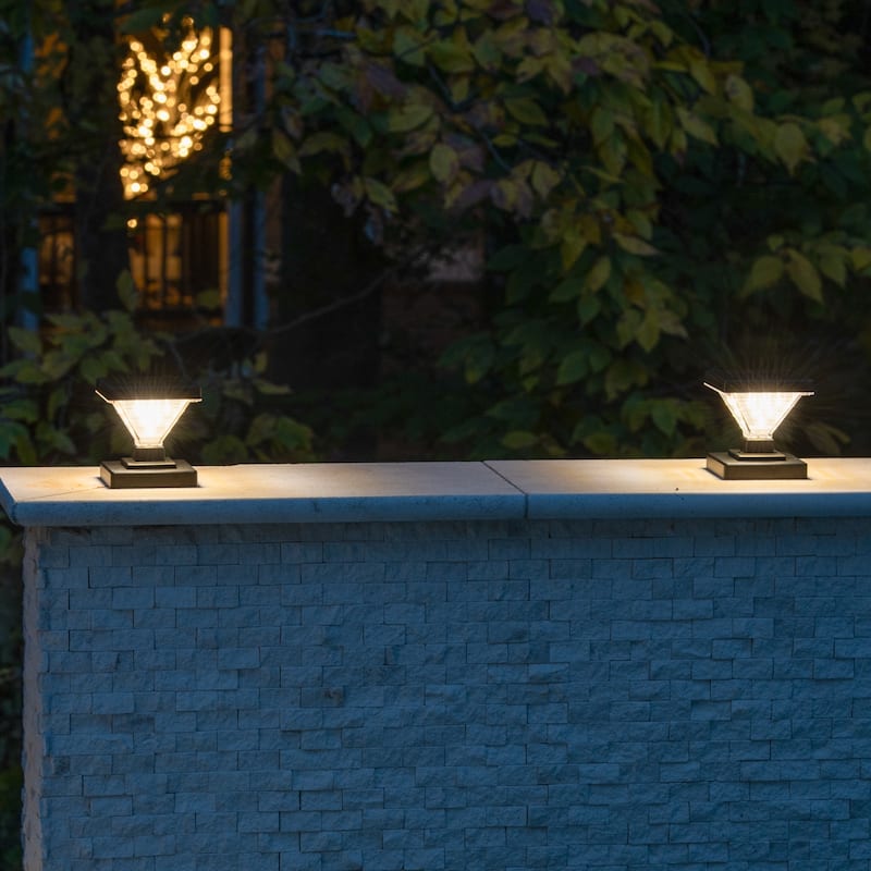 Luxor Outdoor Solar LED Deck Post Cap Light with Hi/Lo Options (2-PK)
