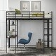 preview thumbnail 1 of 7, Black Full Metal Loft Bed with 1 Desk and 2 Shelves Black