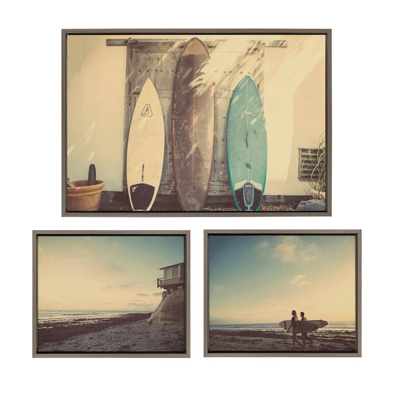 Kate and Laurel Sylvie Beach Canvas Art Set by Saint and Sailor Studios - 3 Piece Set