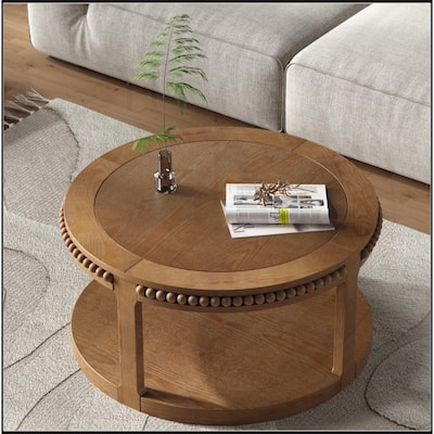 31.5 Inch Round Solid Wood Coffee Table & Sofa Table