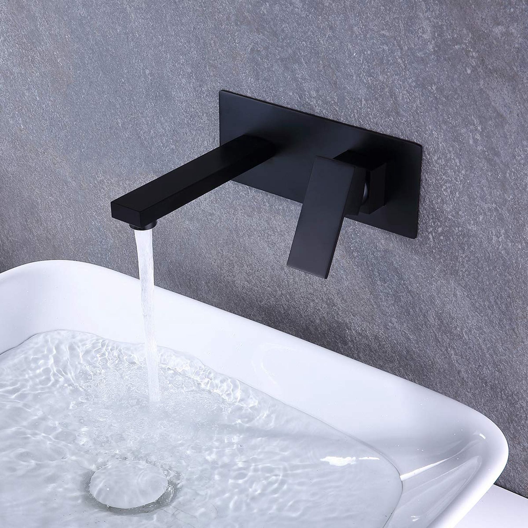 Wall Mounted Black Bath Filler Mixer Tap Bathroom Faucet