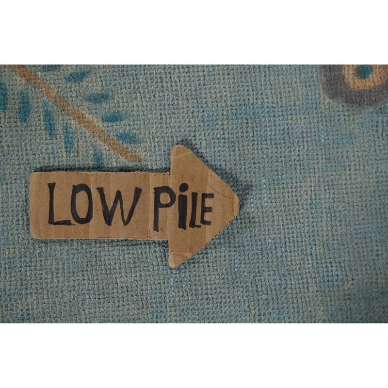 Tabriz Vintage Persian Area Rug Handmade Floral Blue Wool Carpet - 9'10" x 12'11"