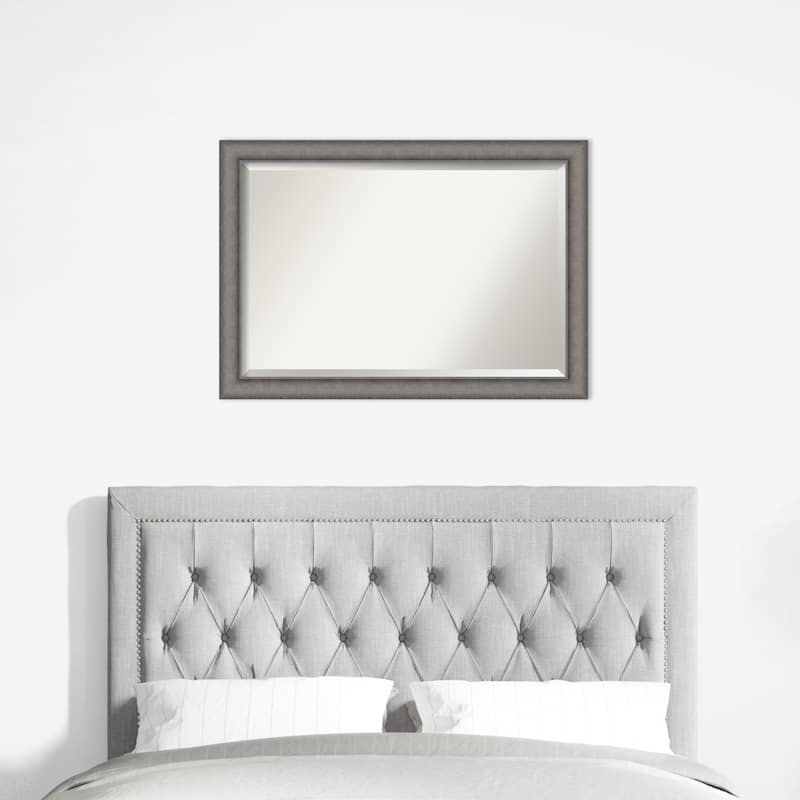 Burnished Concrete Beveled Wood Framed Wall Mirror - Burnished Concrete