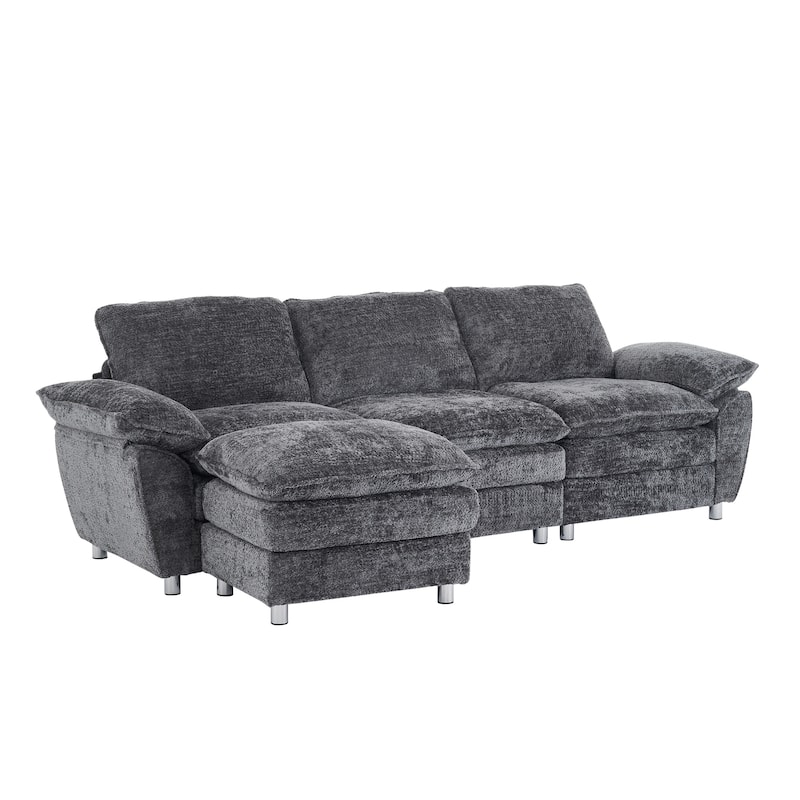 Modern Upholstered Polyester Sleeper Sofa with Ottoman