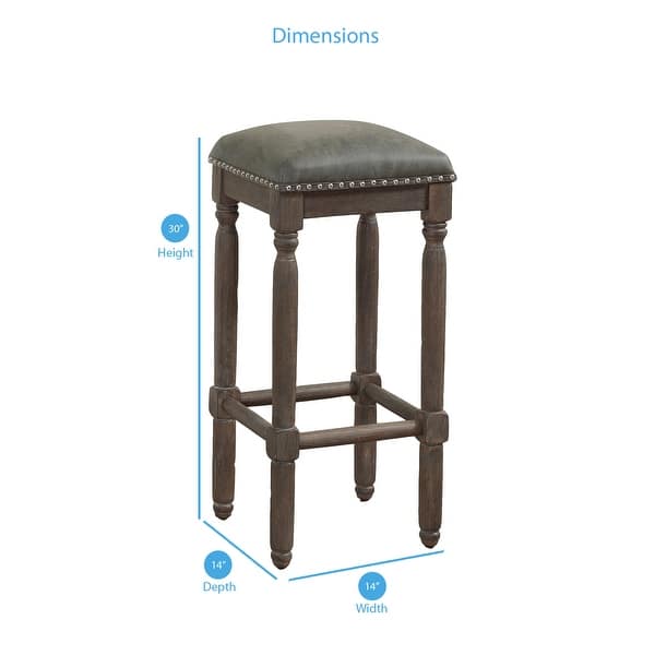 Copper Grove Sherwood 30-inch Grey Leather and Wood Backless Bar Stool