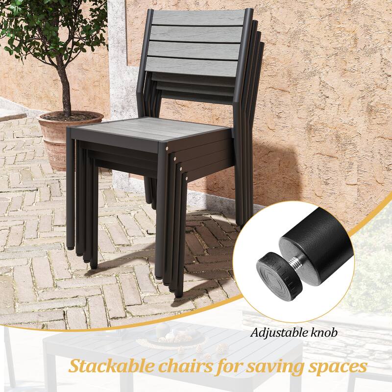 VredHom 7-Pieces Outdoor Aluminum Patio Dining Set with Stackable Chairs