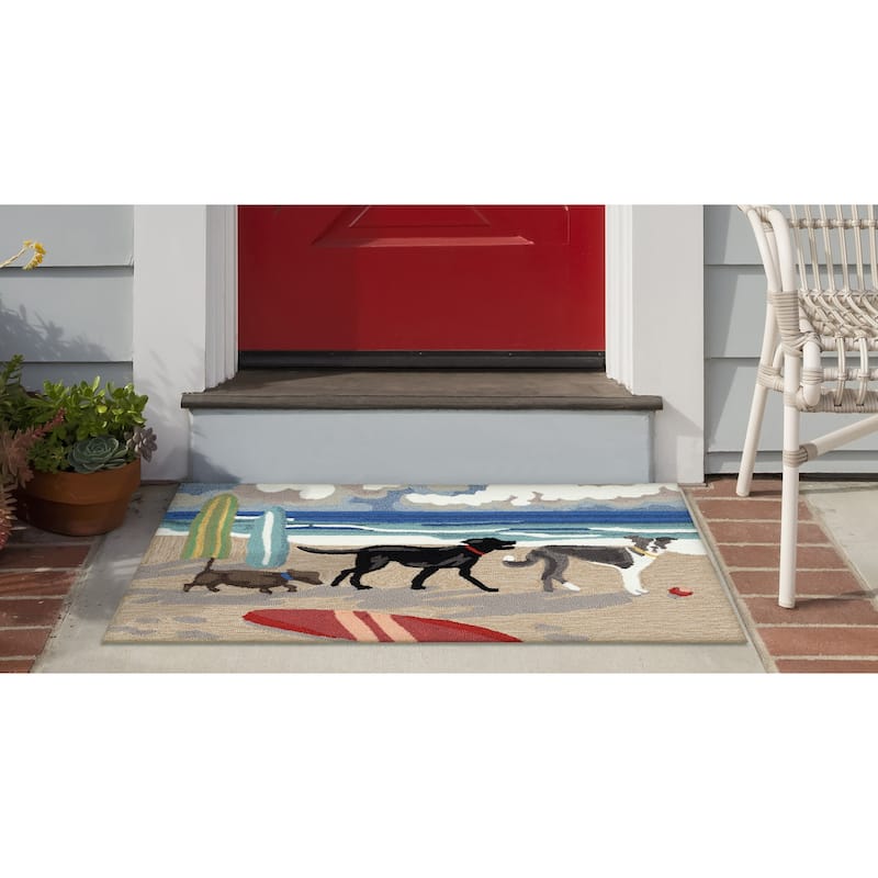 Liora Manne Frontporch Dog Beach Indoor/Outdoor Area Rug - 2'6" x 4' - Blue