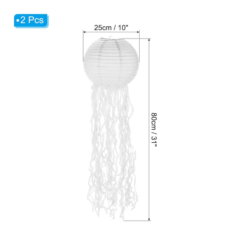 2Pcs 31x10in Jellyfish Paper Lantern for Festivals Party Decorations - 31x10inch - White