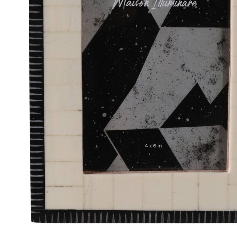 Resin Bone Wood Photo Frame Modern Inlay Style Home Office - 8" Ivory