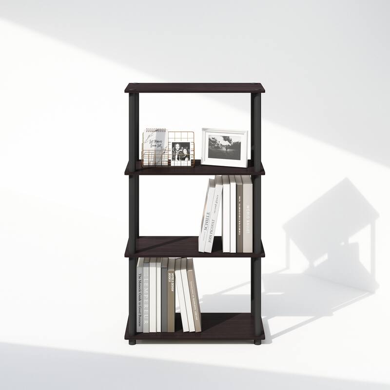 43.25 in. Tall Dark Walnut Wood 4-Shelf Bookcase