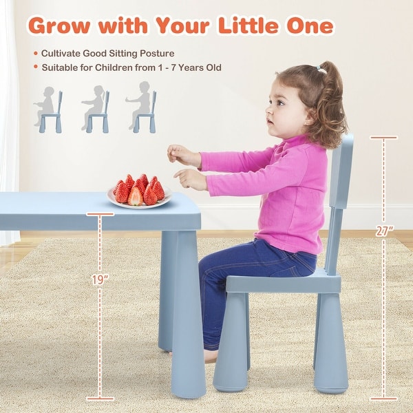 dimension image slide 2 of 3, Gymax Kids Table & 2 Chairs Set Toddler Activity Play Dining Study - See Details