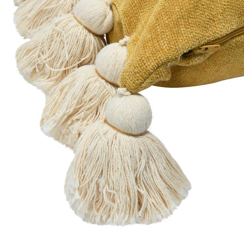 Cotton Chenille Lumbar Pillow with Tassels