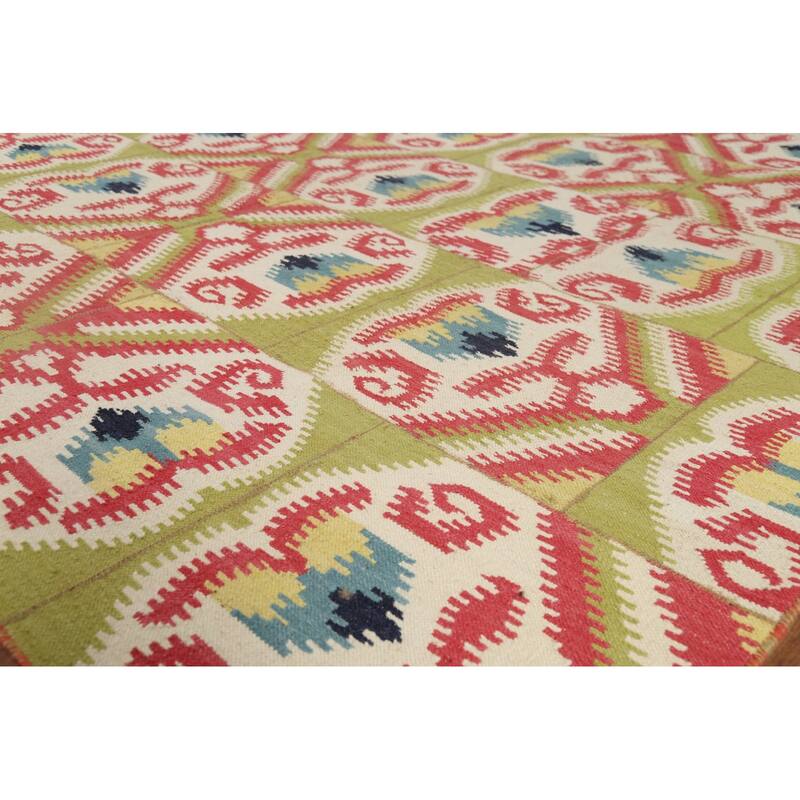 All-Over Kilim Oriental Area Rug Hand-Woven Wool Carpet - 8'2"x 10'10"