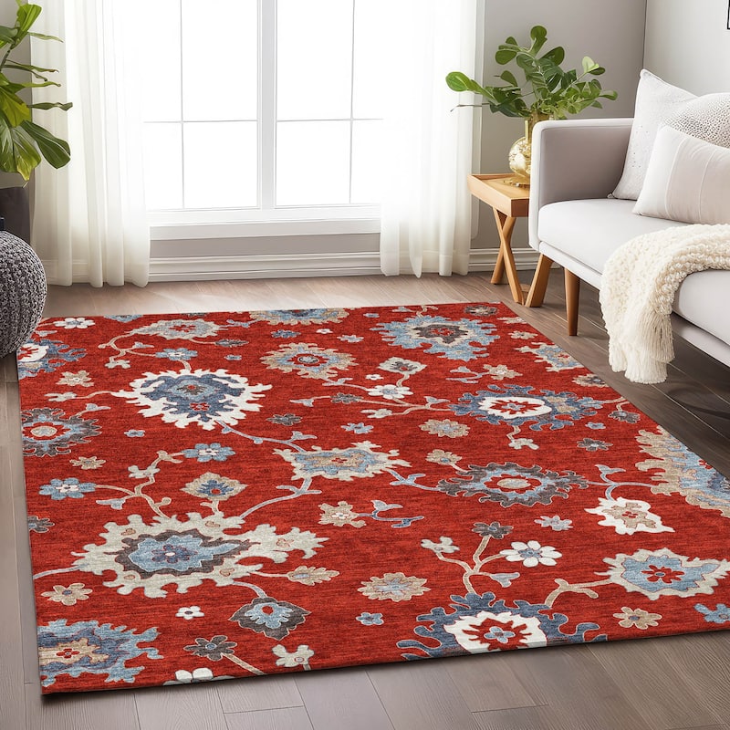 Premium Washable Super Soft Traditional Farmhouse Mayfield Rug - Red - 8' x 10'