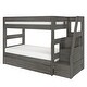 preview thumbnail 3 of 14, Modern Farmhouse Twin Over Twin Bunk Bed with Staircase and Trundle