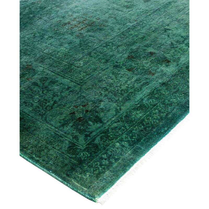 Overdyed One-of-a-Kind Hand-Knotted Area Rug - Green - 8' 1" x 9' 10"
