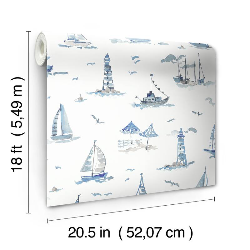 NuWallpaper Set Sail Blue Peel and Stick Wallpaper - N/A