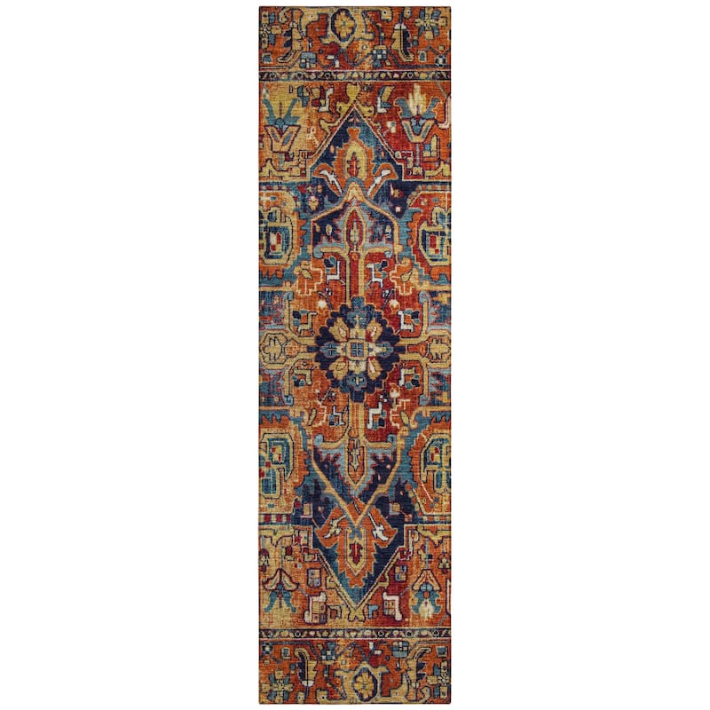 Machine Washable Indoor/ Outdoor Traditional Boho Chantille Rug
