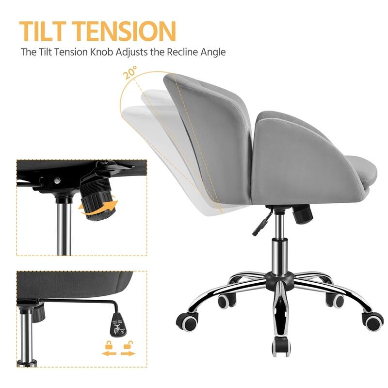 Yaheetech Modern Swivel Rolling Desk Chair Makeup Vanity Chair for Home Office